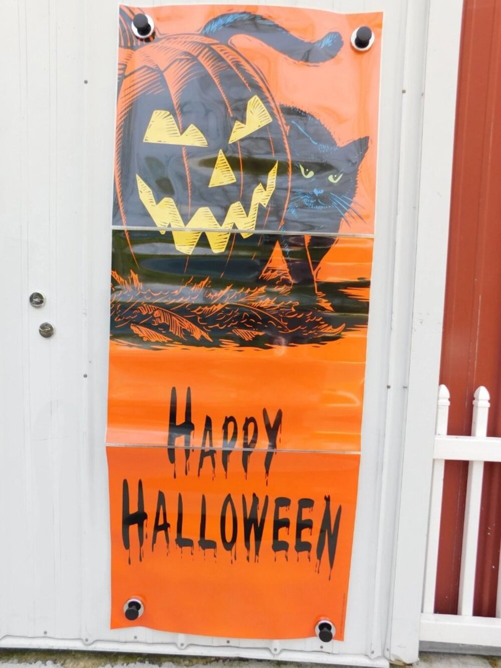 Holiday Doors Happy HALLOWEEN Waterproof Door Cover BLACK CAT NEW
